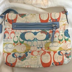Coach Multicolor Crossbody Bag with Blue Accents